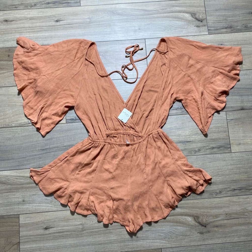 Free People Womens Nerea Open Back 100% Viscose Romper‎ Size Small Bronze - Picture 14 of 16